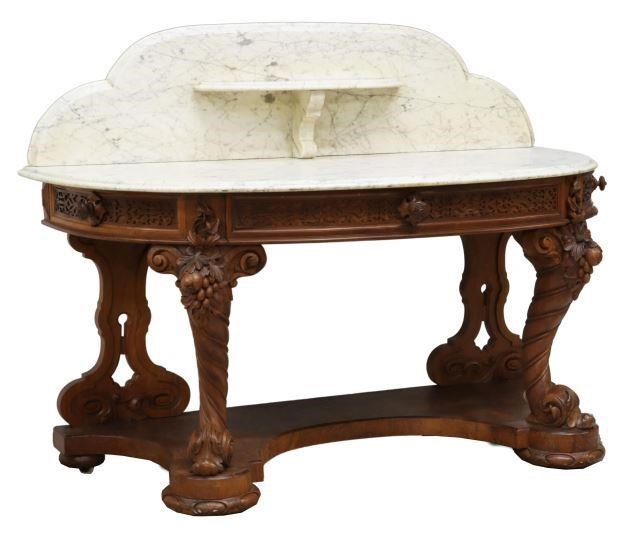 VICTORIAN MARBLE-TOP WALNUT CONSOLE