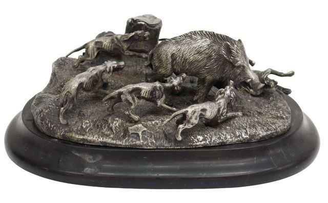 AFTER P. MENE SILVERED BRONZE DOGS HUNTING