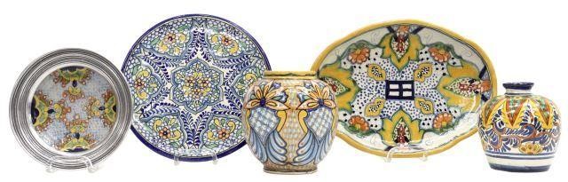  5 MEXICAN TALAVERA GLAZED POTTERY 35893c