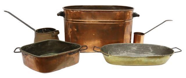 (5) VINTAGE COPPER & BRASS KITCHENWARE