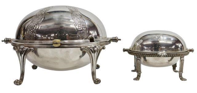 (2) SILVER PLATE ENTREE CHAFING DISHES,