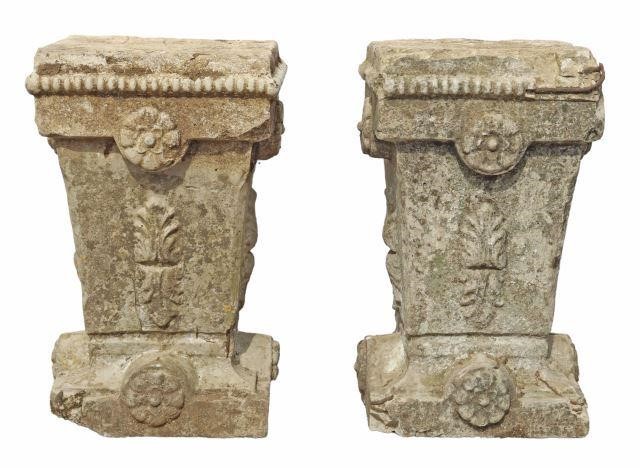 (2) FRENCH CAST STONE GARDEN PEDESTALS(pair)