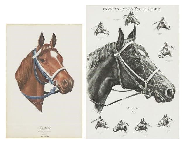  2 FRAMED SECRETARIAT EQUESTRIAN 3589c0