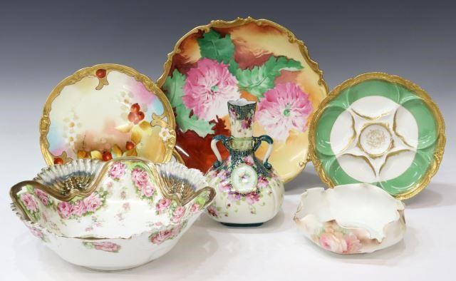  6 FRENCH GERMAN PAINTED PORCELAIN 3589ed