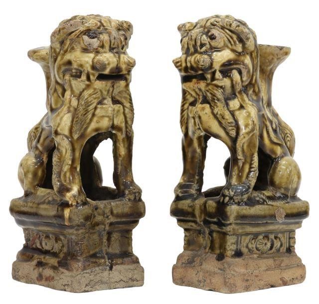 (2) CHINESE CERAMIC FOO LION INCENSE