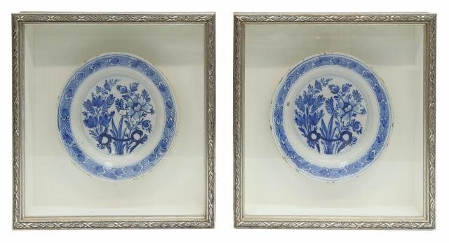 (2) FRAMED DELFT BLUE & WHITE FAIENCE