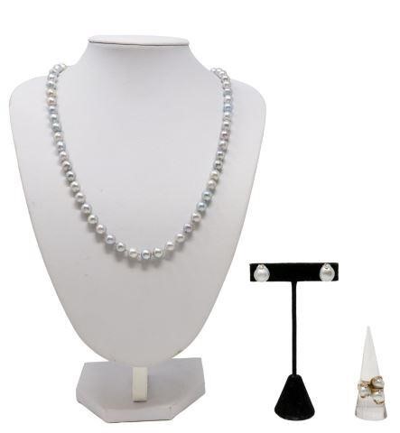  3 ESTATE PEARL NECKLACE 14KT 358a1f