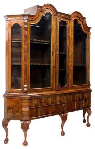 DUTCH BURLED WALNUT DISPLAY CABINETDutch