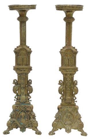  2 LARGE GOTHIC REVIVAL BRASS 358a6e