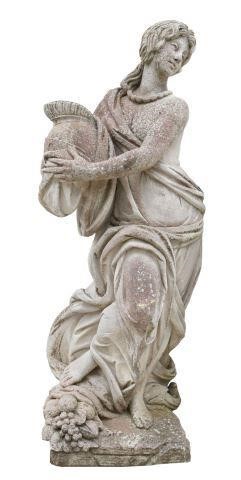 NEAR-LIFE SIZE CAST STONE GARDEN STATUE