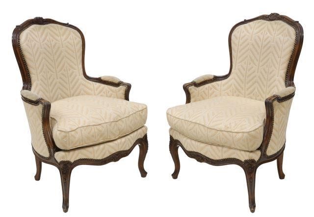  2 FRENCH LOUIS XV STYLE UPHOLSTERED 358b14