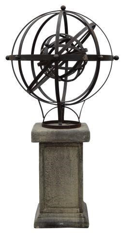 IRON ARMILLARY SPHERE ON STONE 358b2f