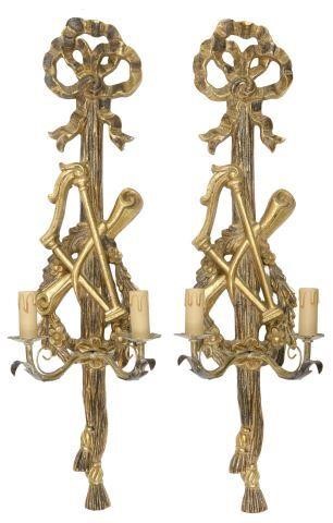 (2) LOUIS XVI STYLE GILTWOOD TWO-LIGHT