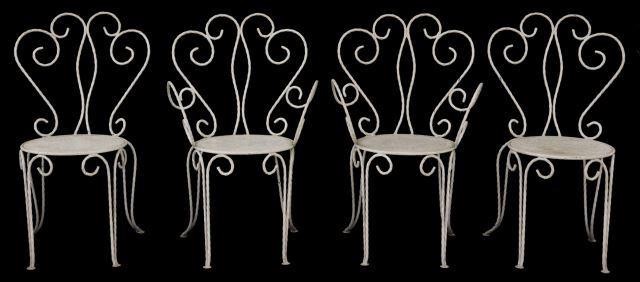  4 FRENCH WHITE WROUGHT IRON PATIO 358b32