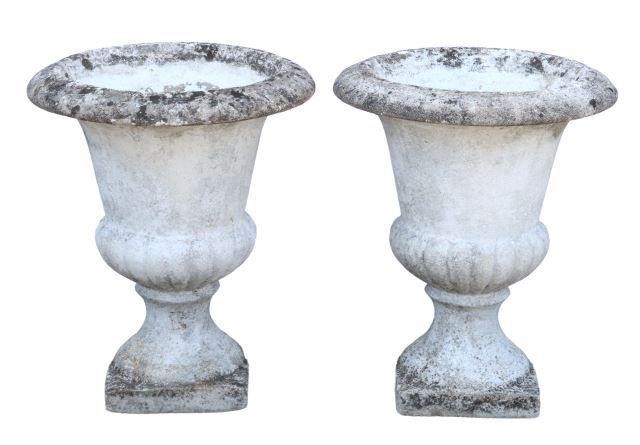  2 FRENCH CAMPANA STYLE CAST STONE 358b3b