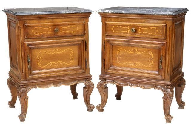  2 LOUIS XV STYLE MARBLE TOP MAHOGANY 358b58