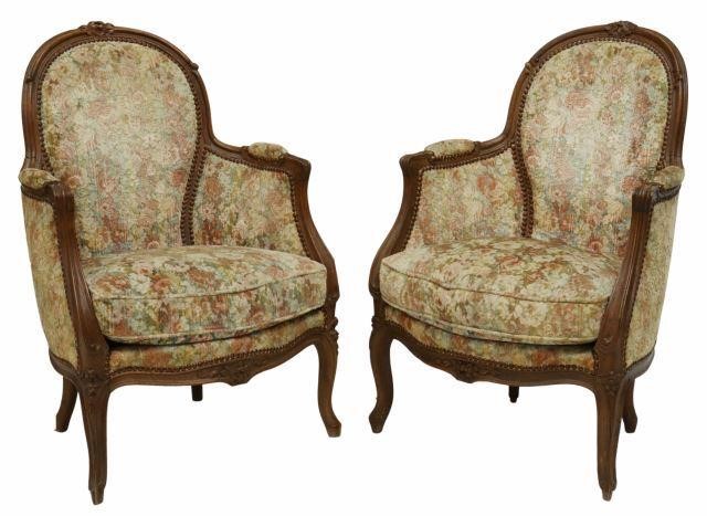  2 FRENCH LOUIS XV STYLE UPHOLSTERED 358b77