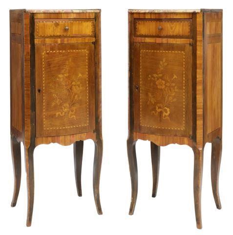 (2) FRENCH LOUIS XV STYLE MARQUETRY