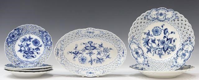  7 MEISSEN BLUE ONION RETICULATED 358b94