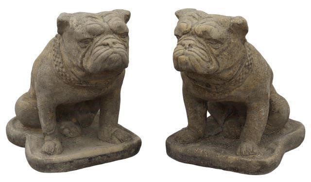  2 CAST STONE ENGLISH BULLDOGS 358ba1