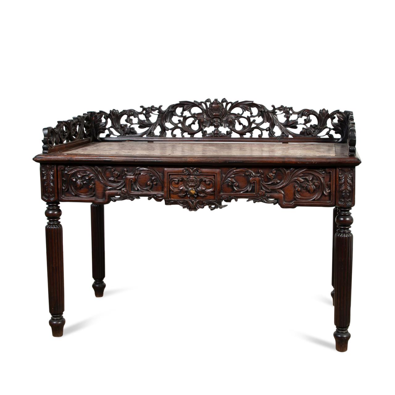 ANGLO-CHINESE CARVED HARDWOOD &