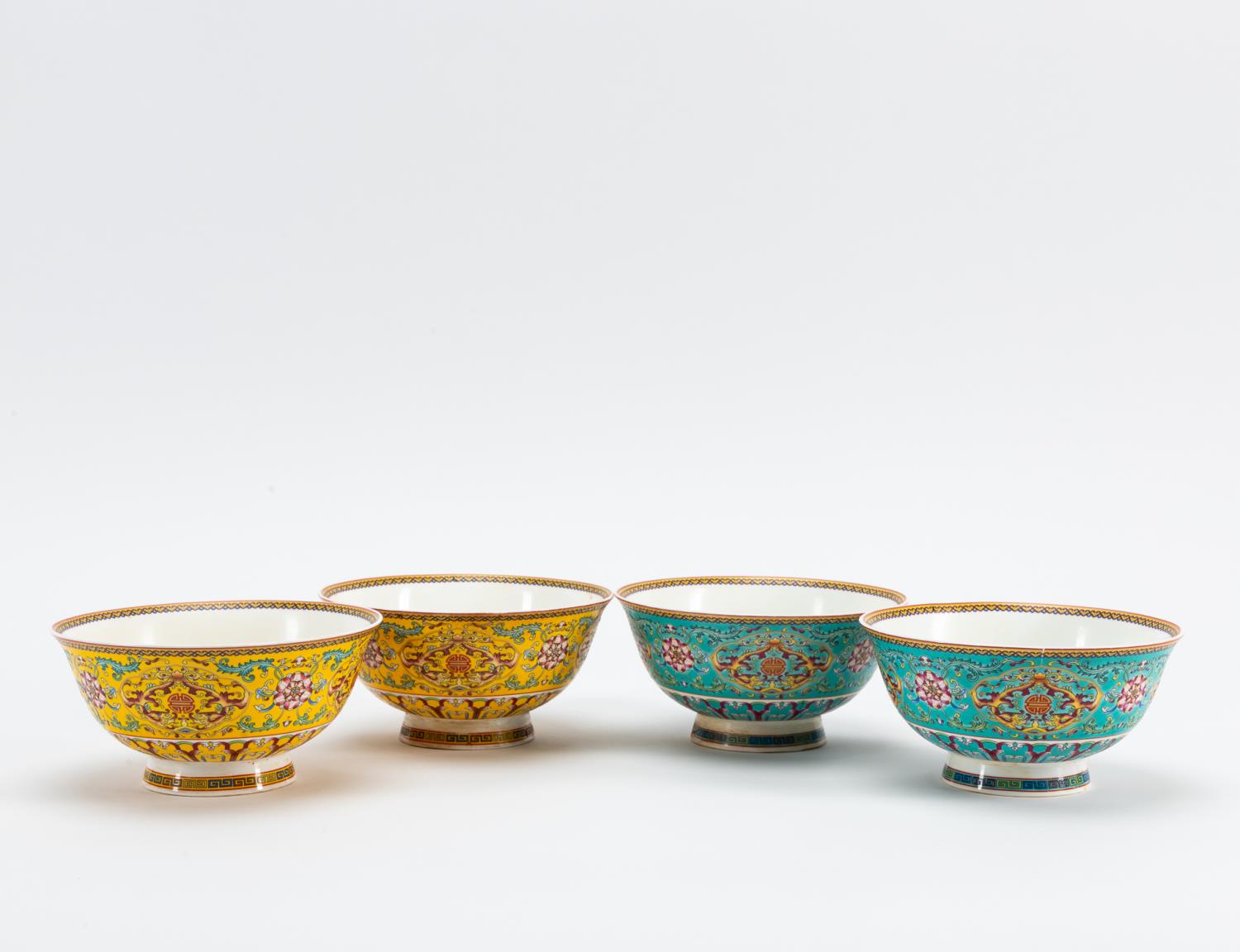 CHINESE PORCELAIN BOWLS, 2 AQUA