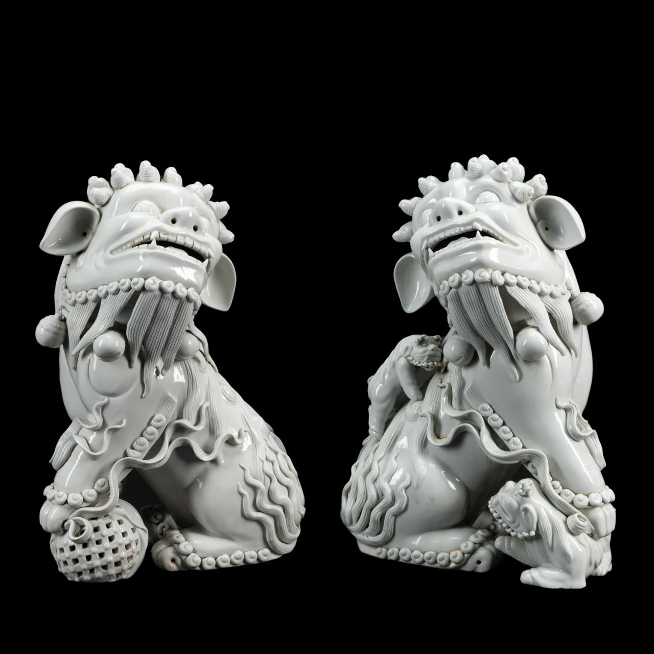 PAIR, LARGE BLANC DE CHINE CERAMIC