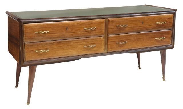 ITALIAN MID-CENTURY GLASS-TOP ROSEWOOD