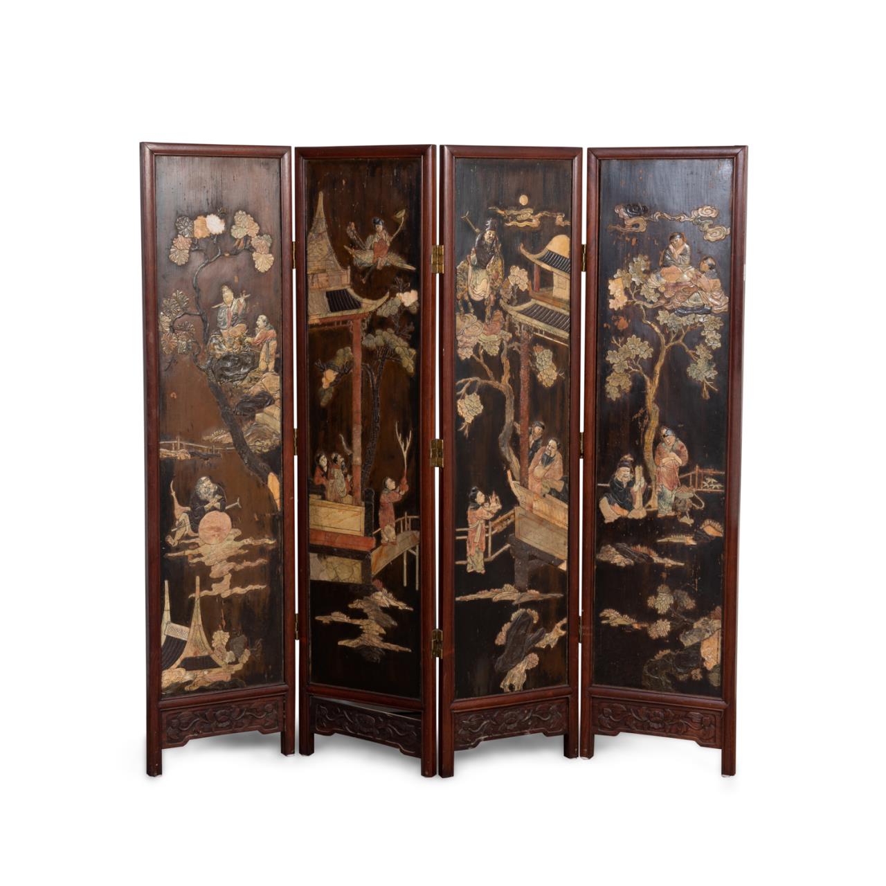 CHINESE FOUR PANEL ROSEWOOD SCREEN 358ce8