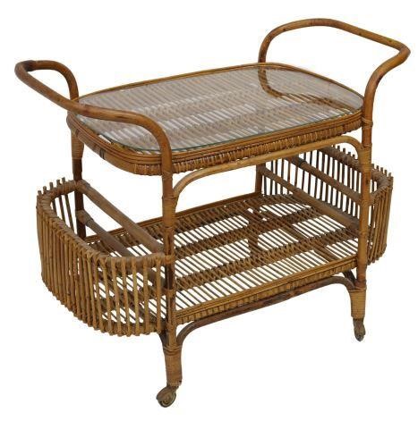 VINTAGE GLASS TOP BAMBOO RATTAN 358cfb