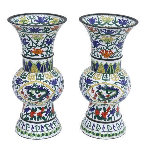 (2) CHINESE CLOISONNE ENAMEL PHOENIX-TAIL