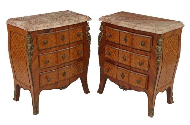  2 PETITE LOUIS XV STYLE MARBLE TOP 358d3a