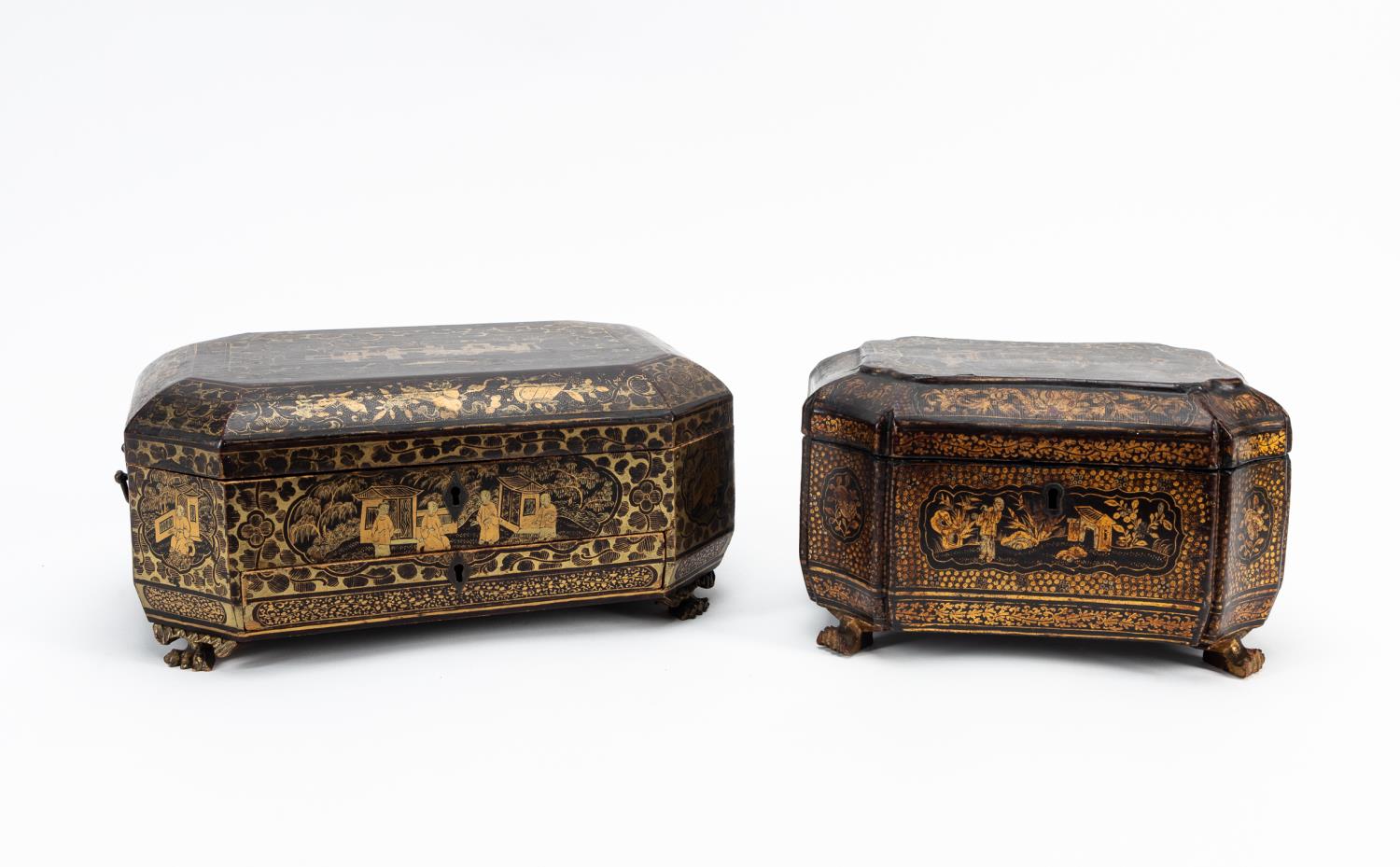 TWO 19TH C CHINA TRADE BLACK LACQUERED 358d47