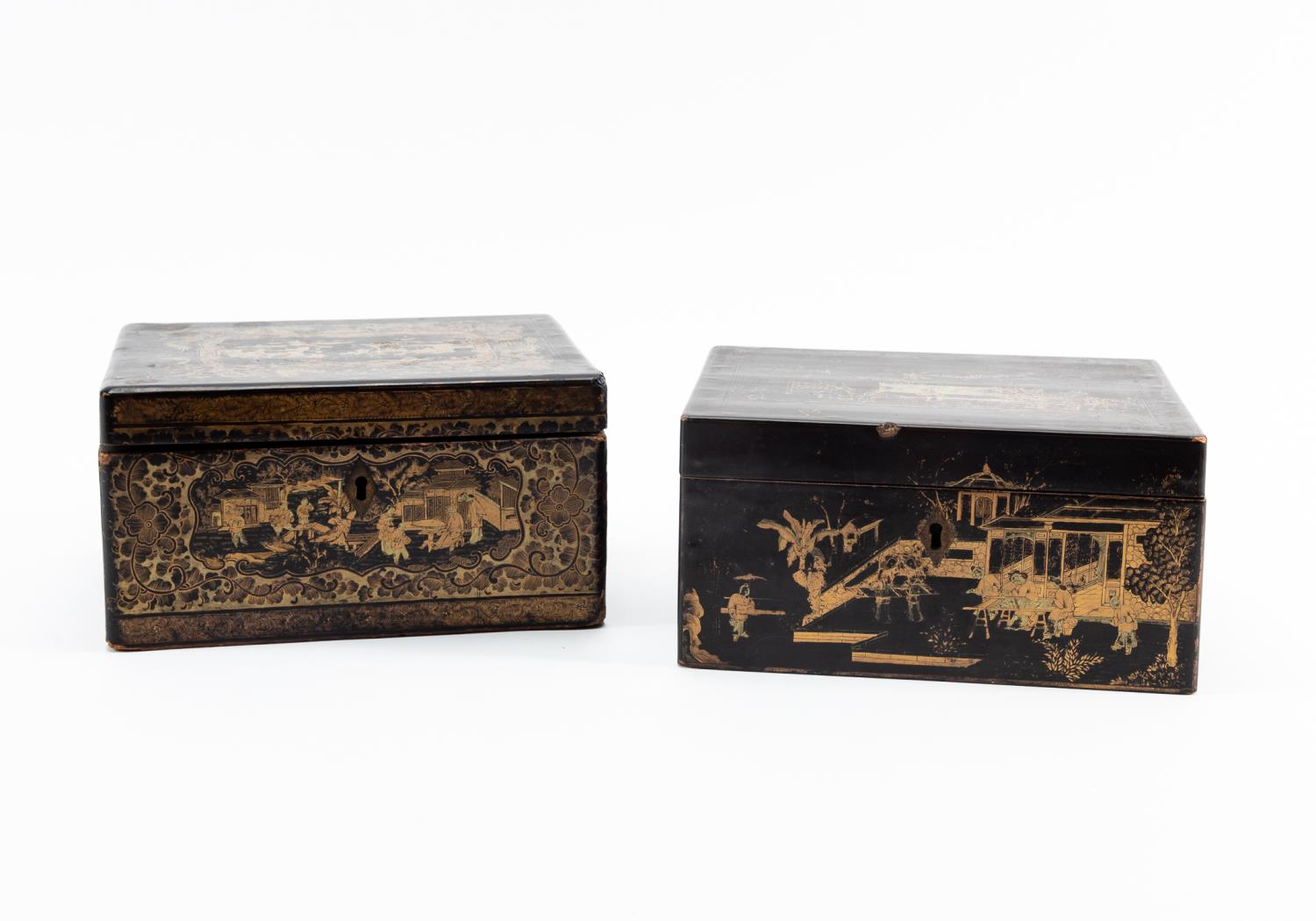 TWO 19TH C CHINESE BLACK LACQUERED 358d54