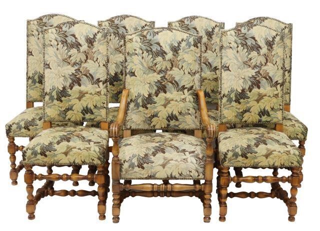  7 FRENCH LOUIS XIII STYLE UPHOLSTERED 358d4f