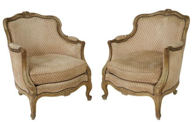  2 FRENCH LOUIS XV STYLE UPHOLSTERED 358d6d