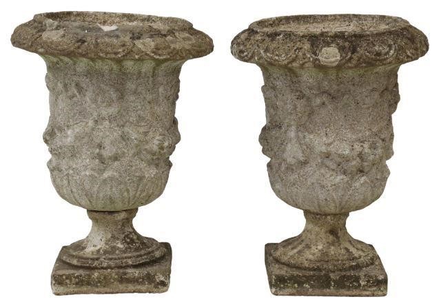  2 FRENCH CAST STONE CAMPANA GARDEN 358d7a