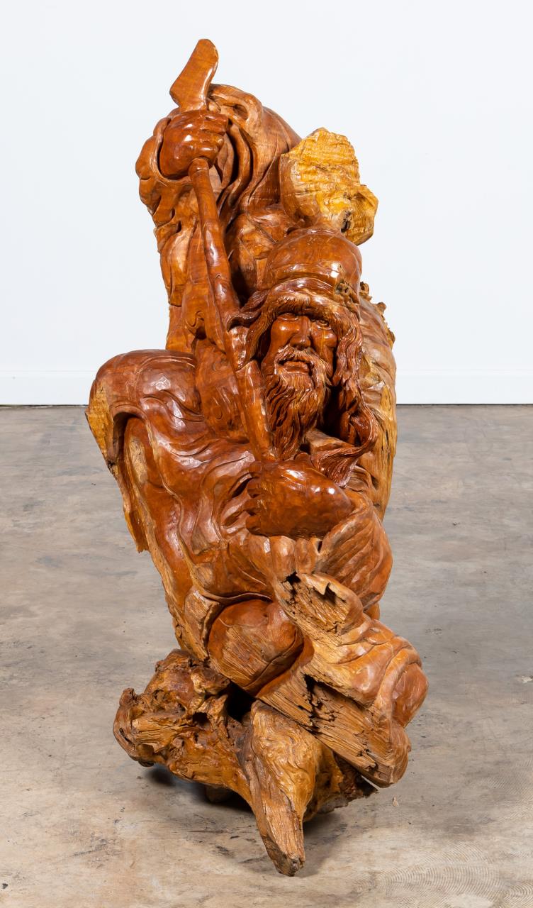 WOOD TREE ROOT CARVING OF MAN WITH