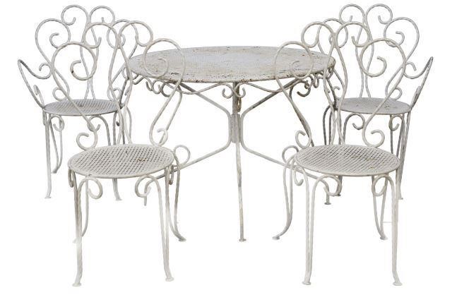 (5) FRENCH WHITE PAINTED IRON PATIO