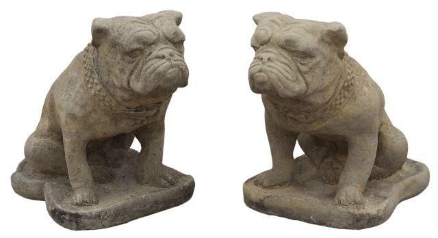 (2) CAST STONE ENGLISH BULLDOGS