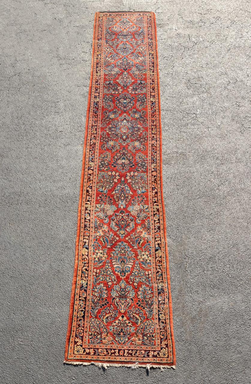 HAND KNOTTED INDO-SAROUK RUNNER,