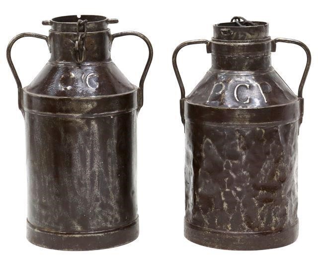 (2) VINTAGE DECORATIVE STEEL MILK