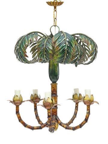 TOLE PAINTED PALM TREE FIVE LIGHT 358e23