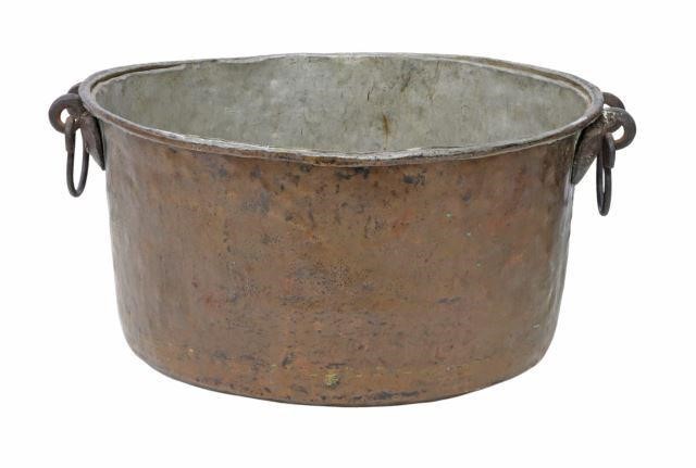 LARGE COPPER WROUGHT IRON POT 358e42