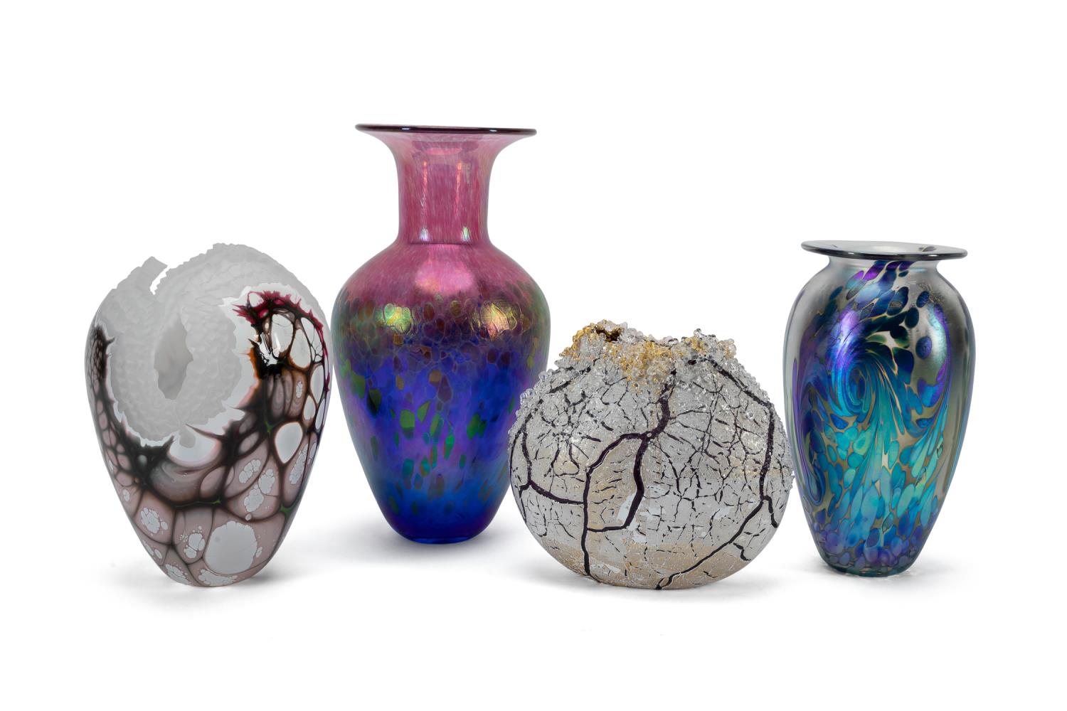 FOUR E. 21ST C. STUDIO ART GLASS VASES