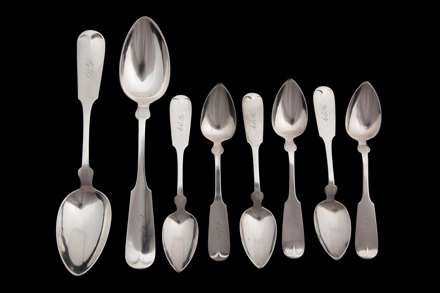 19TH C. AMERICAN COIN & STERLING SPOONS,