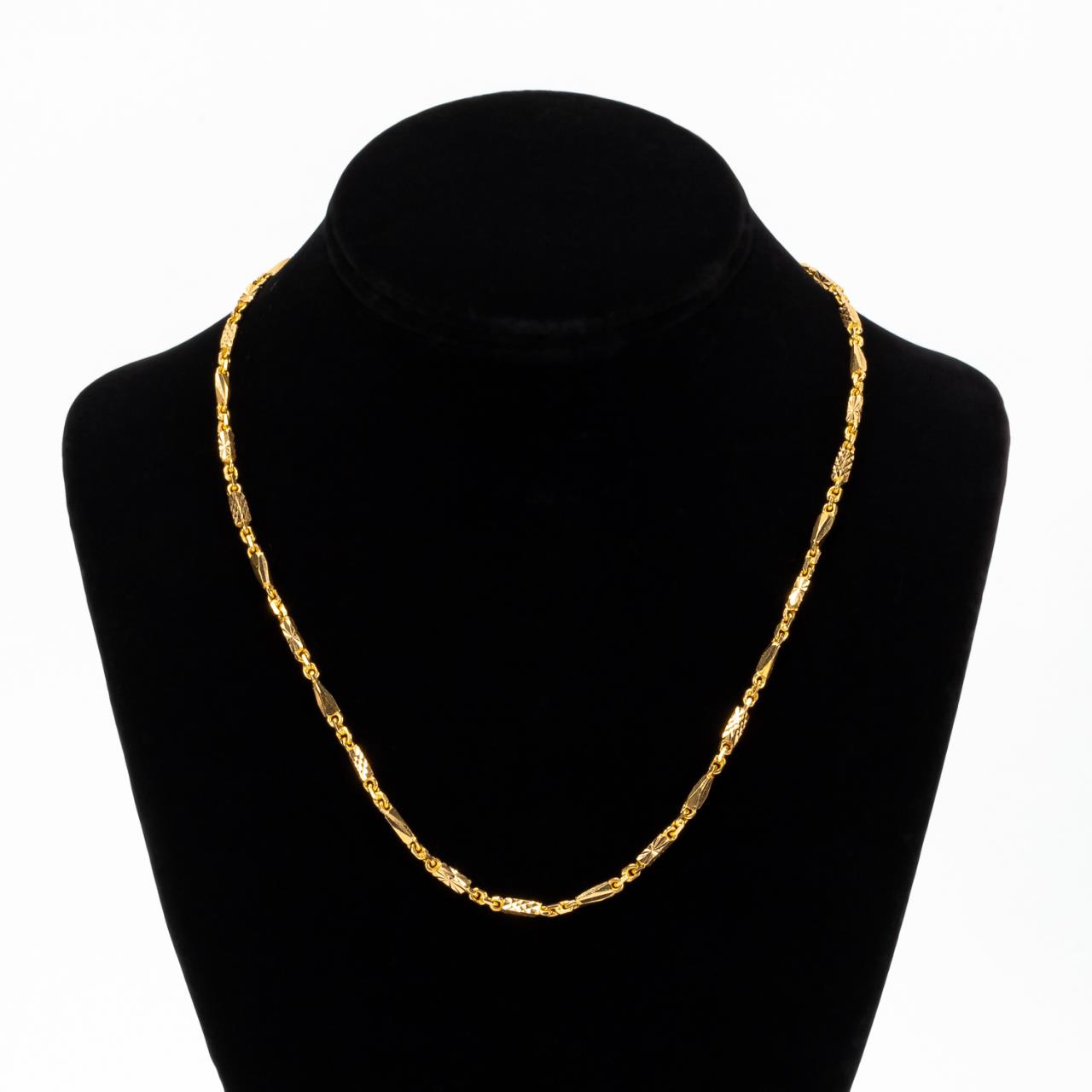 18K YELLOW GOLD 19" LINK BAR CHAIN,