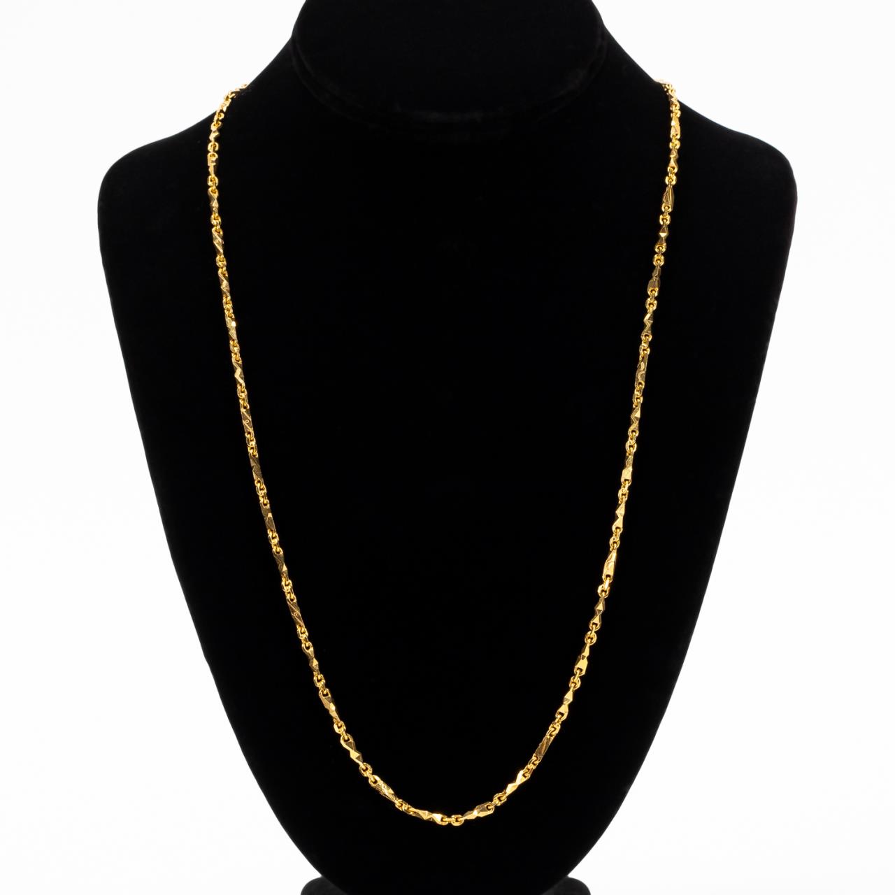 18K YELLOW GOLD 25 LINK BAR CHAIN  358ee9