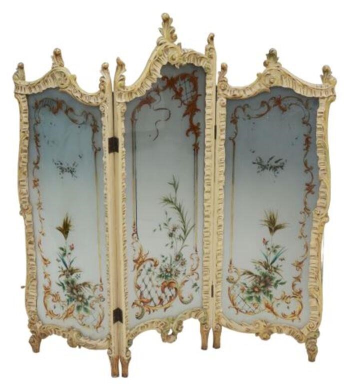 FRENCH LOUIS XV STYLE FOLDING THREE-PANEL