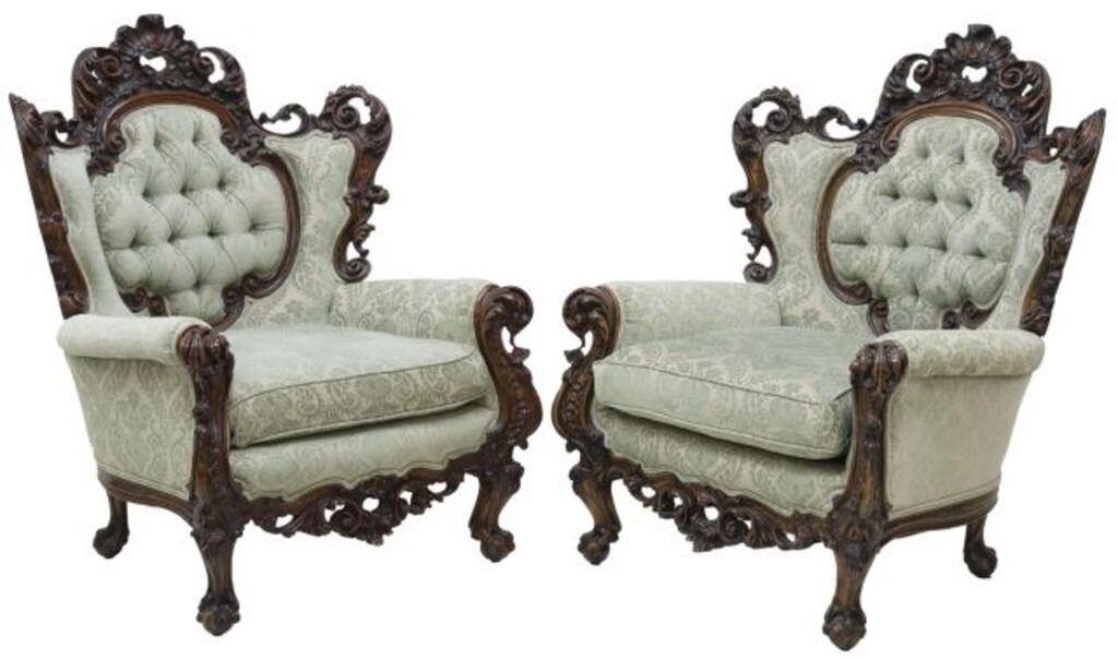  2 ITALIAN BAROQUE STYLE UPHOLSTERED 35687a